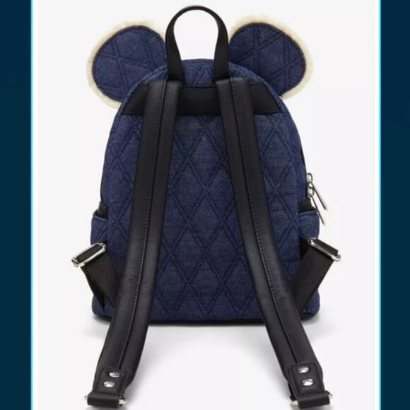NEW Loungefly Disney Minnie Mouse Denim Quilted Mini Backpack‎ Ears Bow main image 7